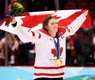 Haley Wickenheiser with the Canadian flag in the  (google images)