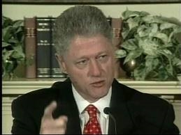 Clinton making his infamous denial of the affair