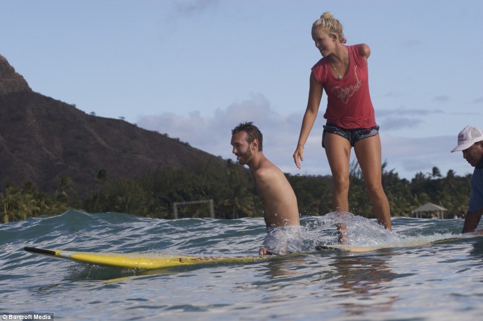 Nick surfing with Bethany Hamiliton (www.dailymail.co.uk/news/worldnews/article-1196755/The-astonishing-story-man-born-arms-legs--world-famous-swimmer-surfer-footballer.html)