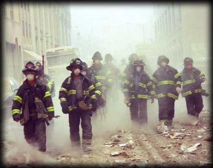 Heros of 9-11. (http://www.onepennysheet.com/2011/09/toxic-soup-takes-its-toll-on-911-firefighters/)