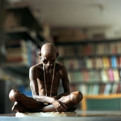 Meditating Gandhi statue, in Britain. (http://www.culture24.org.uk/am33843)