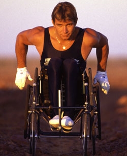 This picture is Rick Hansen on world wide ride (Rick Hansen Foundation ())