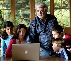 George Lucas works with students (Edutopia ())