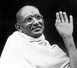 Gandhi waving  (Kingsley)