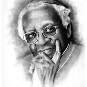 Black and White picture of Desmond Tutu (Google Images (desertpeace.wordpress.com))