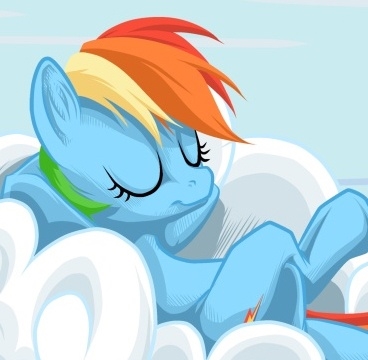rainbow Dash relaxing on a cloud. (www.ponyderivative.com ())