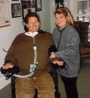 This is Reeve after the accident in a wheel chair.