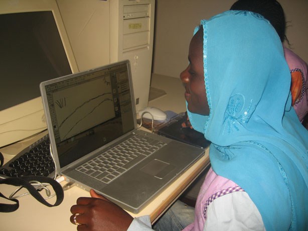 Picture of Senegalese student Making My Hero Art on the Computer