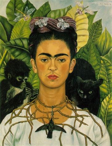 Picture of Self-portrait with Thorn Necklace and Hummingbird by Frida Kahlo