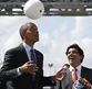 Picture of Tanzania: Obama kicks soccer ball, generates power