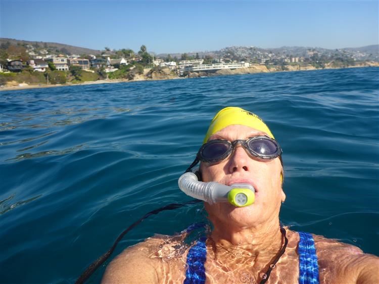 Picture of Patsee Ober Swimming in the Pacific Ocean by Laguna