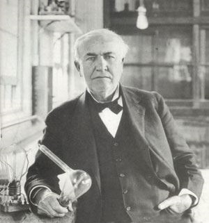 Thomas Edison at work. <br>(www.rt23.com/history<br>/ images/thomas_edison.jpg)