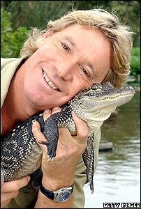 Steve Irwin and Croc friend<br> Tribute from <a href=http://news.bbc.co.uk/media/images/42050000/jpg/_42050448_steve_getty_202.jpg>BBC</a>