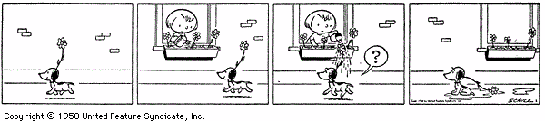 <a href=http://www.snoopy.com/comics/peanuts/meet_the_gang/meet_snoopy.html>Snoopy's first appearance