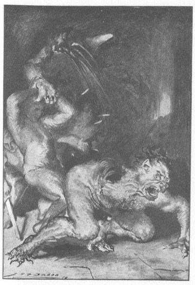 <a href=http://www.sacred-texts.com/neu/eng/hml/img/01600.jpg>Beowulf Ripping Grendel's arm off</a> 
