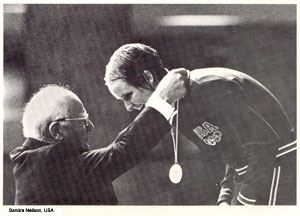 Sandy being awarded one of her olympic gold medals