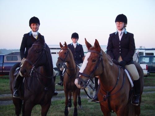 Judi (on the left) at a Midland opening hunt (www.midlandfoxhounds.com)