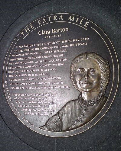 A plaque dedicated to Clara Barton (http://www.flickr.com/photos/rogercarr/1161707064/)