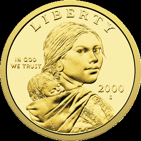 Sacagawea on the one dollar coin (www.usmintquarters.com)