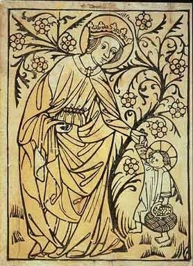 Saint Dorothy with the angel child bearing fruit  (http://www.wilsonsalmanac.com/images1/dorothy2_sm.jpg)