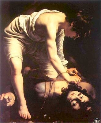 David defeating Goliath (http://z.about.com/d/ancienthistory/1/0/H/d/2/DavidGoliathCaravaggio.jpg)