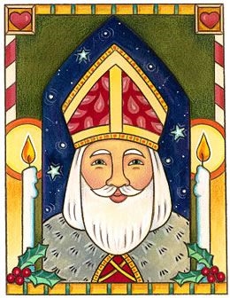 He is Santa (http://www.catholicgreetings.org/card_images/592.jpg)