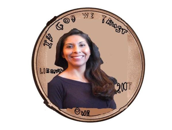 My mom on the Lincoln penny. (I painted it myself.)