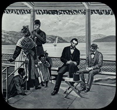Lincoln jotting down notes for the first draft (George Eastman House/Getty Images)