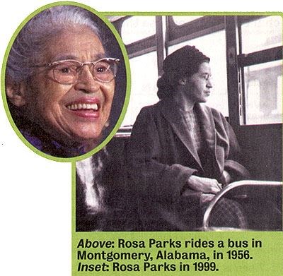 This si Rosa Parks on the bus. That's her face. (http://www.tcrconnectionsforkids.com)