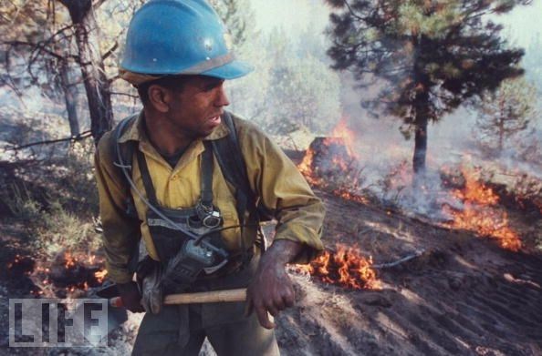 A hotshot firefighter (http://www.life.com/image/50604342)