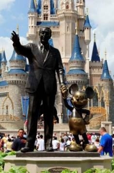 A Statue of Walt Disney and Mickey Mouse