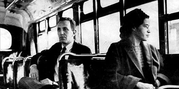 Parks sitting on the city bus. (www.labeez.org/2009/03/remembering-rosa.php)