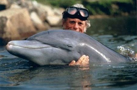 Ric O'Barry with a wild dolphin (google images)