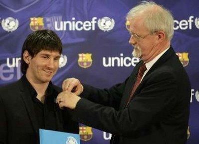 Messi being named goodwill ambassador for UNICEF (http://english.cctv.com/program/sportsscene/20100312/101154.shtml)