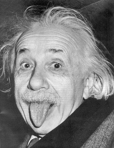 Einstein performing his famous tongue move. 