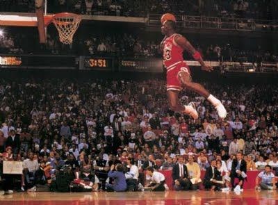 Michael Jordan's dunk from the free throw line. (Google)