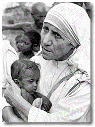 Mother Teresa and a child (http://ballybombay.com/refrigeration-quick-facts-on-mother-teresa/ ())