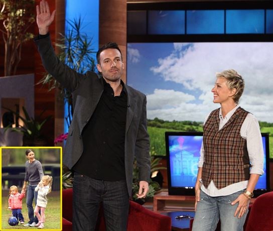 Ellen DeGeneres & Ben Affleck (http://www.hollywoodlife.com/2010/11/30/ben-affleck-holiday-christmas-shopping-jennifer-garner-ellen-degeneres-show/ (www.hollywoodlife.com))