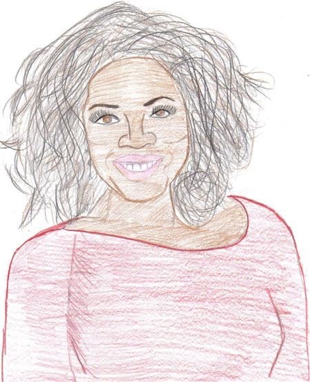 This is a portrait of Oprah Winfrey. (I also drew this picture. (Demitra))