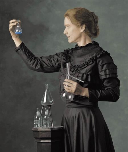Actress Susan Marie Frontczak portrays Curie in the play "Manya"