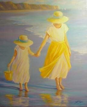 Beach Painting of Mother and Daughter <br> September McGee<p><p>