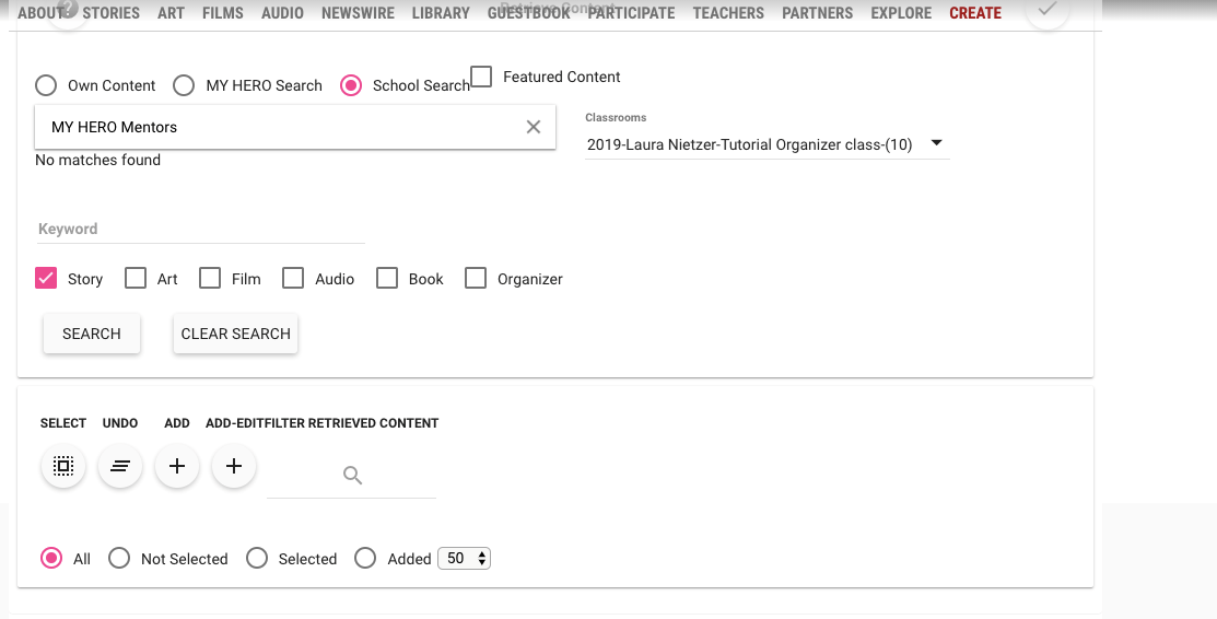 Tutorial for adding class content to an organizer | MY HERO