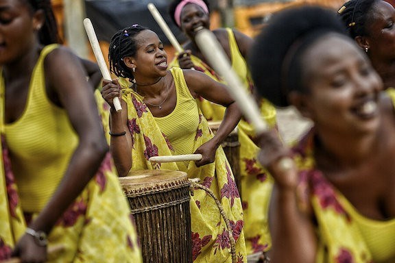 Picture of After Rwandan genocide, Hutu and Tutsi women unite behind the drum