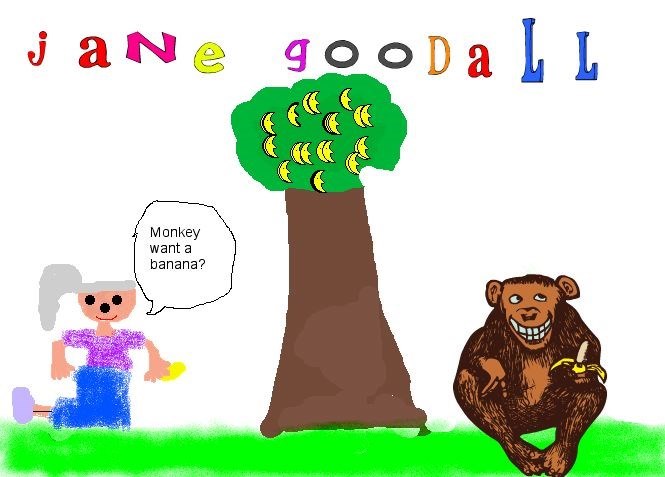 Jane Goodall and monkey (I, Devi, created this picture)