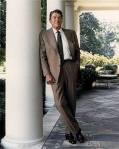 <p align=center>President Reagan posing outside of the White House  (Courtesy Ronald Reagan Library)</p>