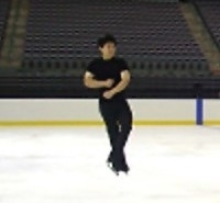 My brother is doing the movement, Triple Lutz Jump. (My brother gave the photo to me.)