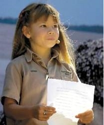 Steve's daughter Bindy hosting a show  (http://en.wikipedia.org/wiki/Bindi_Irwin)