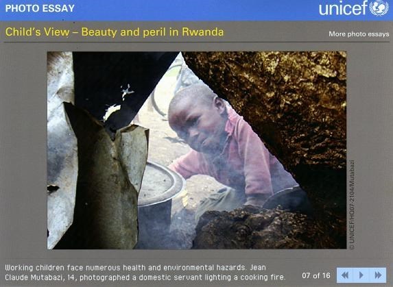 Click on EYE SEE III PROJECT in the links below.  Then scroll down to Child's View - Beauty and peril in Rwanda to see the rest of the amazing photos taken by children. (unicef.org)