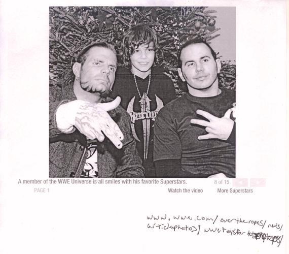 Jeff Hardy, Matt Hardy, and a Hardy Boyz fan at t
