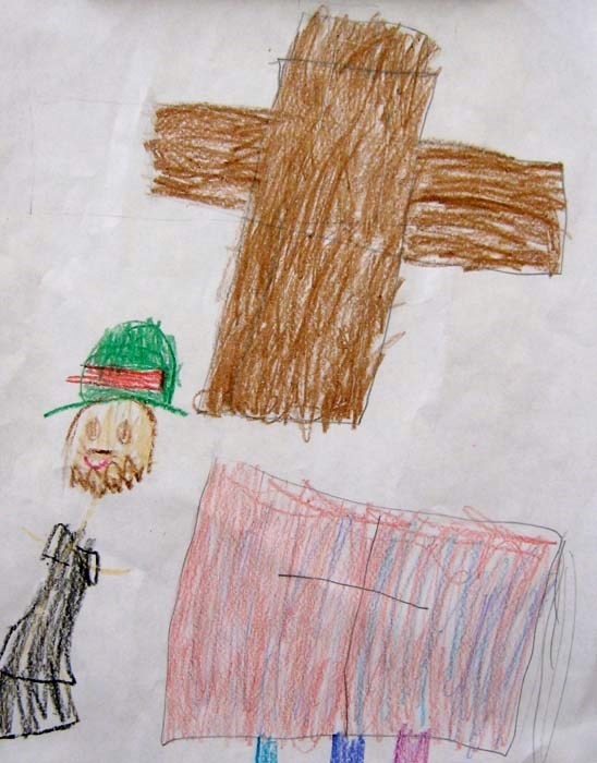 Father Damien at the altar (Drawn by Addy)